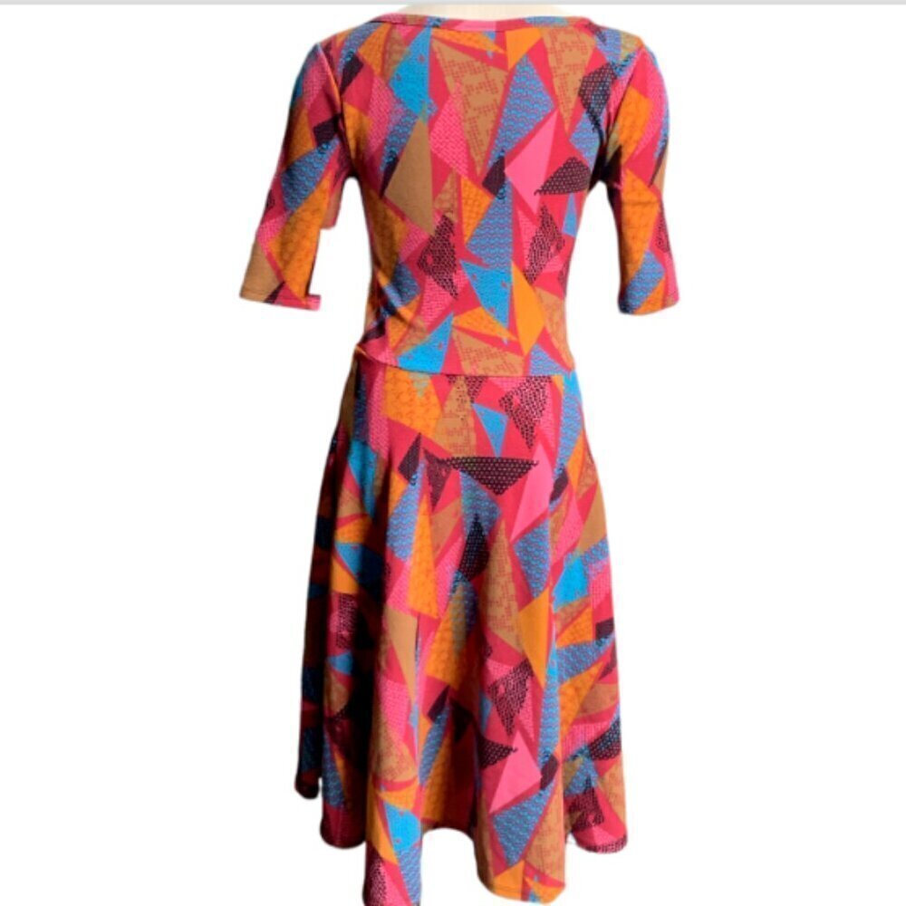 NWT Lularoe Nicole Colorful Fit-and-Flare Classic Dress Sz S Geometric Print 31E - Picture 5 of 8